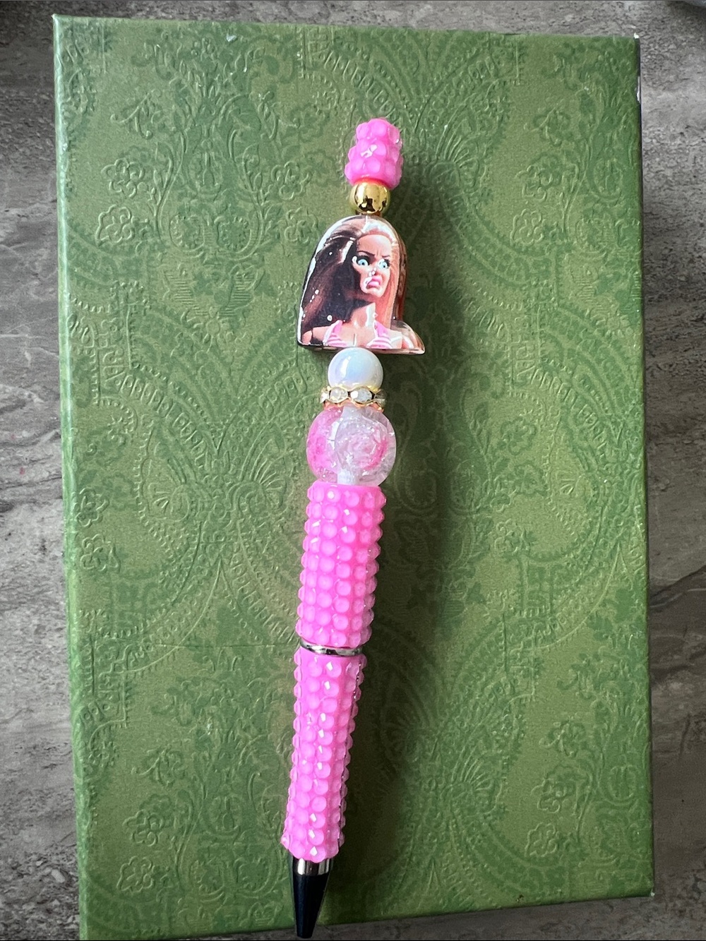 Funny face girl Pink Ballpoint Pen - black ink new novelty